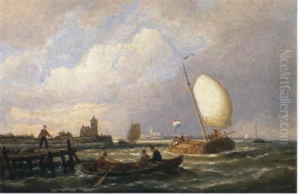 On The Isle Of Voorn, Holland Oil Painting by Pieter Cornelis Dommershuijzen