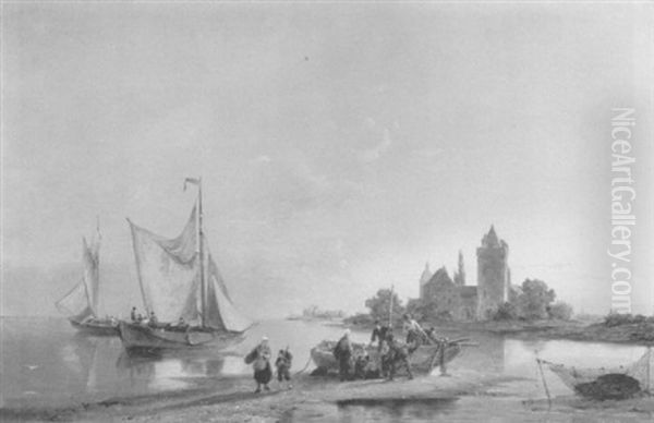 Doesburg On The Rhine Oil Painting by Pieter Cornelis Dommershuijzen