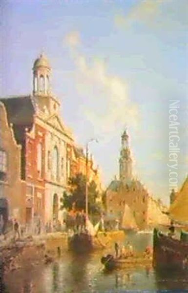 Amsterdam Oil Painting by Pieter Cornelis Dommershuijzen