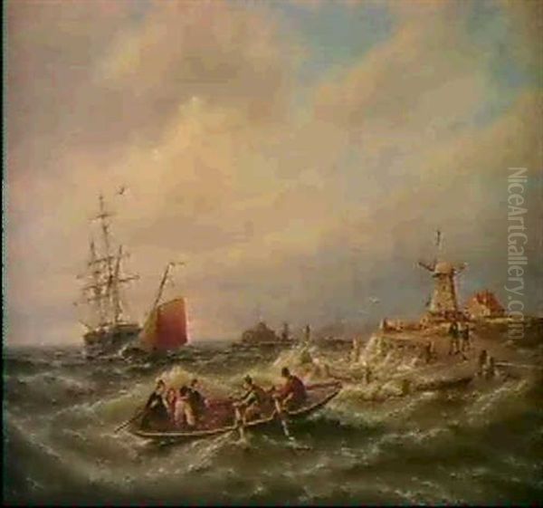 On The Sheldt Oil Painting by Pieter Cornelis Dommershuijzen