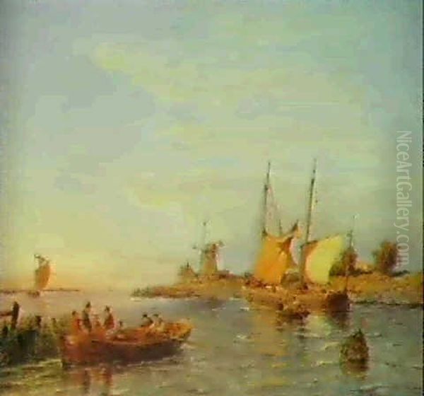 Preparing For Sea Oil Painting by Pieter Cornelis Dommershuijzen