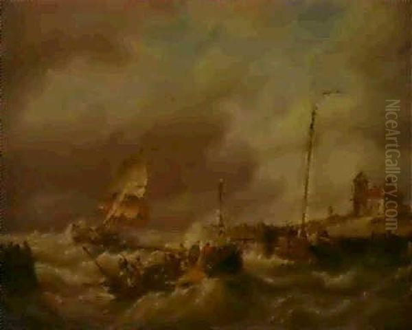 On The Isle Of Texel, Holland Oil Painting by Pieter Cornelis Dommershuijzen