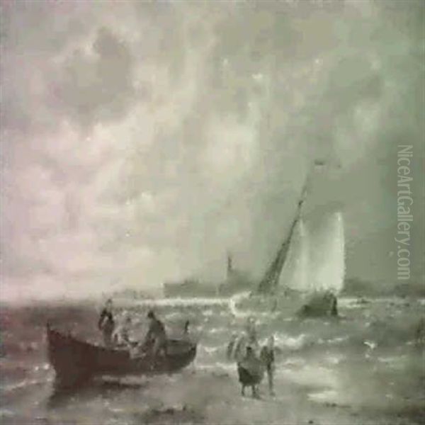 By The Zuider Zee Oil Painting by Pieter Cornelis Dommershuijzen