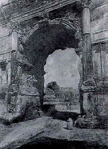 Figures Before The Arch Of Titus, Rome Oil Painting by Stefano Donadoni