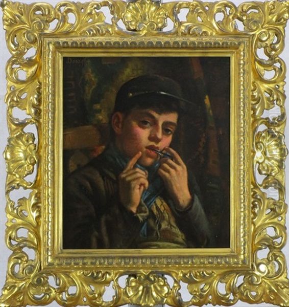 Civil War Soldier Playing A Mouth Harp Oil Painting by John Donaghy