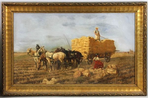 Oil On Canvas Of Farmers Oil Painting by John Milne Donald