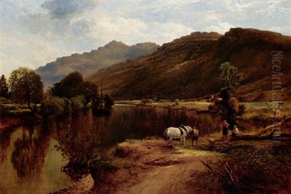 On The River Falloch, Ben Vorlich Beyond Oil Painting by John Milne Donald