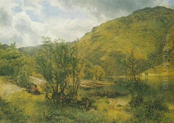 Picnic By Lake Oil Painting by John Milne Donald