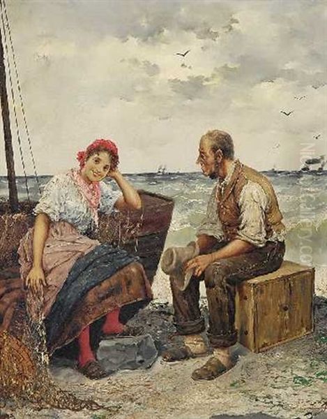 Fischer Und Junges Madchen Oil Painting by Frederick Reginald Donat