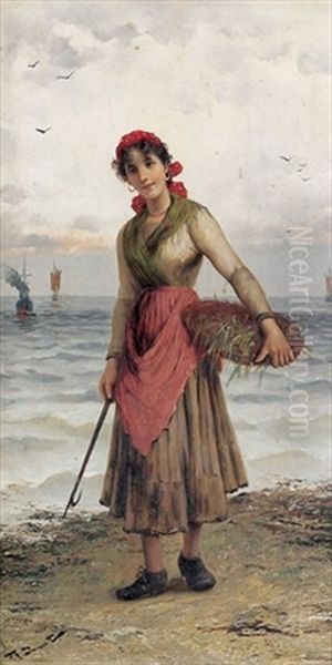 Bretonisches Fischermadchen Oil Painting by Frederick Reginald Donat