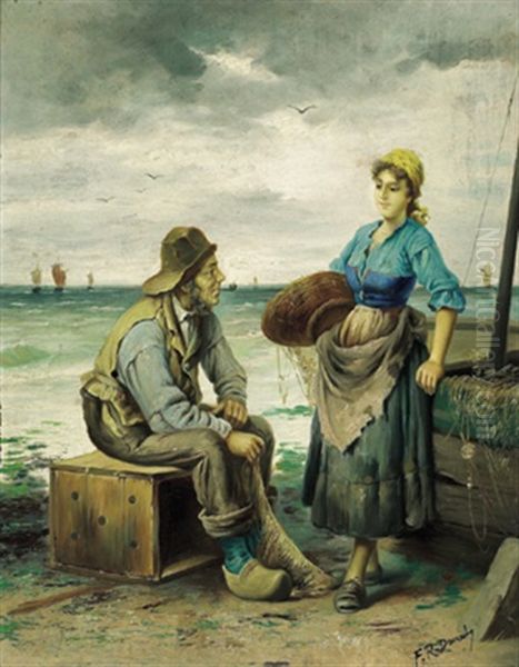 Gesprach Am Abend Oil Painting by Frederick Reginald Donat