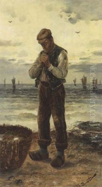 Rauchender Fischer Am Strand Oil Painting by Frederick Reginald Donat