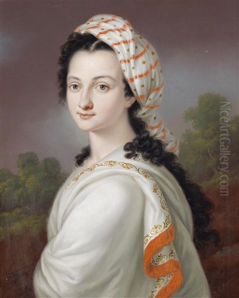 Bildnis Julie Reichstein V. Leeuwen Verh. An Alois Fedrigoni Edler Von Etschthal K. K. Oberstleutnant Oil Painting by Johann Daniel Donat