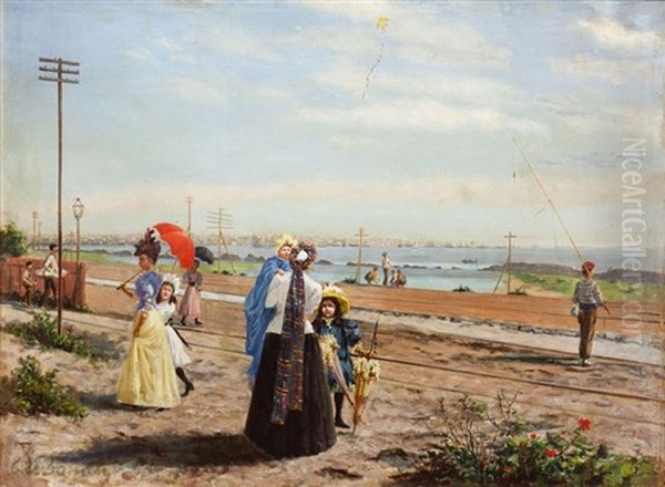 Bahia De Montevideo- Tarde De Domingo Oil Painting by Enrique Donati