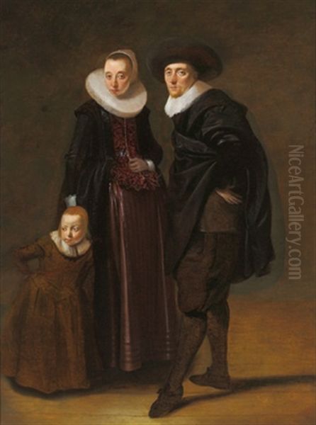 Bildnis Eines Ehepaares Mit Seiner Tochter Oil Painting by Gerard van Donck