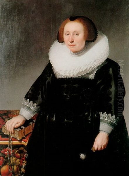 Portrait Of A Lady With A Ruff Collar Oil Painting by Herman Mijnerts Doncker