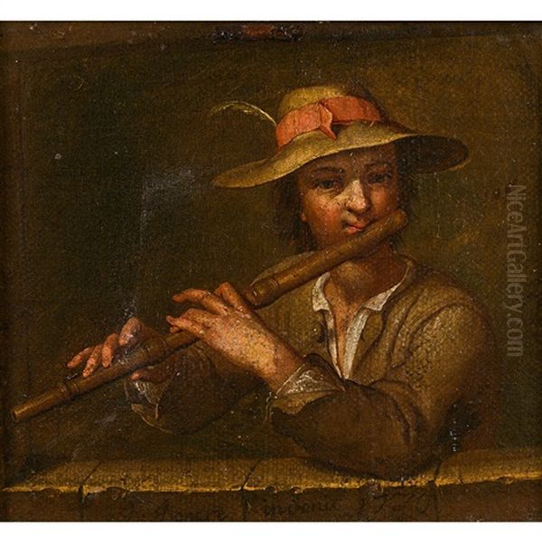 Le Joueur De Flute Oil Painting by Guillaume Dominique Jacques Doncre