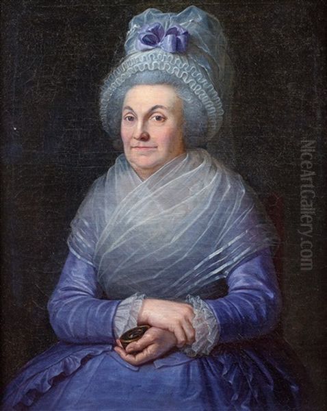 Portrait De Dame Au Bonnet De Dentelles Oil Painting by Guillaume Dominique Jacques Doncre