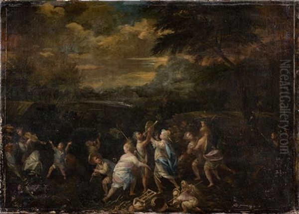 Bacchanale Oil Painting by Giovanni Andrea (il Mastelletta) Donducci