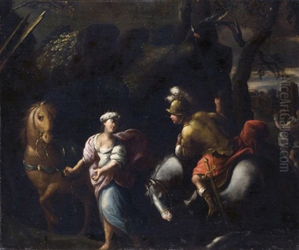 Tancredi Ed Erminia Oil Painting by Giovanni Andrea (il Mastelletta) Donducci