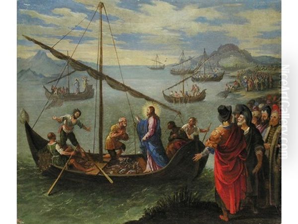 Der Wunderbare Fischzug Oil Painting by Giovanni Andrea (il Mastelletta) Donducci