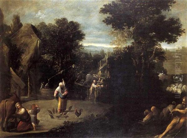 Scena Di Genere Oil Painting by Giovanni Andrea (il Mastelletta) Donducci