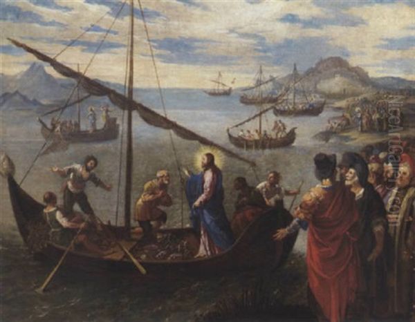 The Miraculous Draught Of Fishes Oil Painting by Giovanni Andrea (il Mastelletta) Donducci