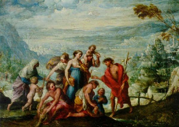 The Baptism Of Christ Oil Painting by Giovanni Andrea (il Mastelletta) Donducci