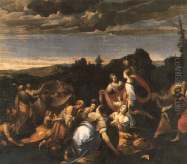 The Gathering Of Manna Oil Painting by Giovanni Andrea (il Mastelletta) Donducci