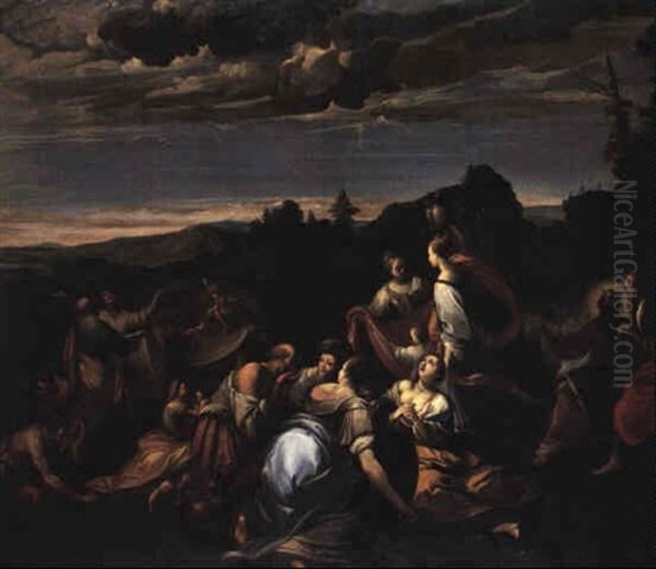 The Gathering Of Manna Oil Painting by Giovanni Andrea (il Mastelletta) Donducci