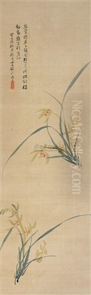 Orchid Oil Painting by  Dong Wanzhen