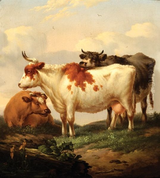 Three Cows Oil Painting by Dionys van Dongen