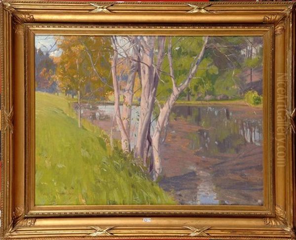 Paysage A L'etang Oil Painting by Auguste Donnay