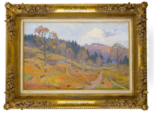 Herbstliche Landschaft Im Outhre-tal Oil Painting by Auguste Donnay