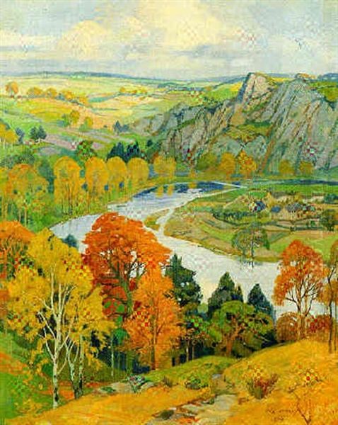 Vallee De L'ourthe Oil Painting by Auguste Donnay