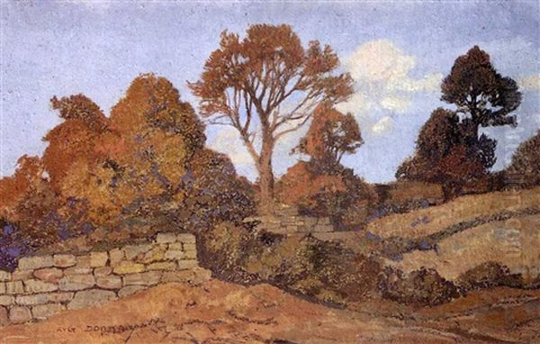 Un Sommet En Automne A Mery-sur-ourthe Oil Painting by Auguste Donnay