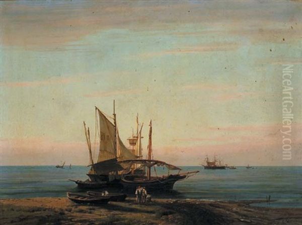 Vedute Marine (4 Works) Oil Painting by Emilio Donnini