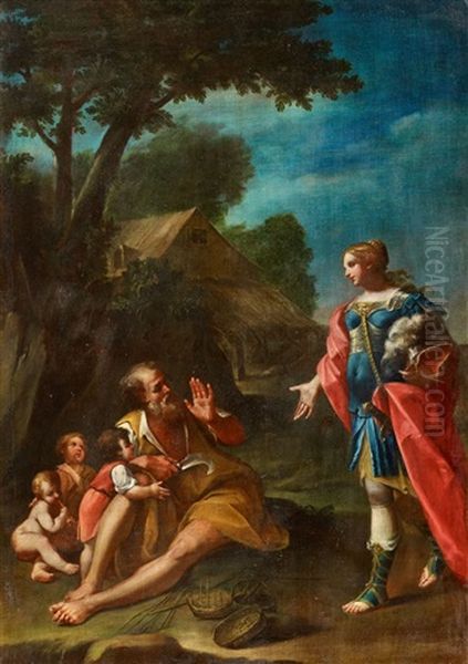 Erminia Among The Shepherds Oil Painting by Girolamo Donnini