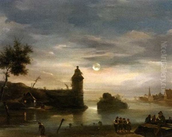 Clair De Lune A Bruges Oil Painting by Desire Donny