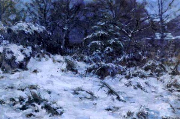 Snow-laden Trees Near Garden Studio, Marlotte Oil Painting by Gaines Ruger Donoho