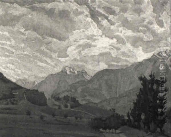 Nuages (valais) Oil Painting by Paul Donze