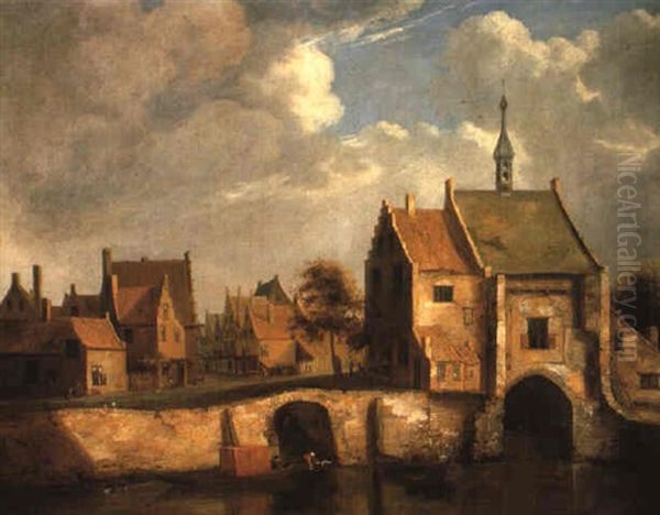 A Town By The River Oil Painting by Lambert Doomer