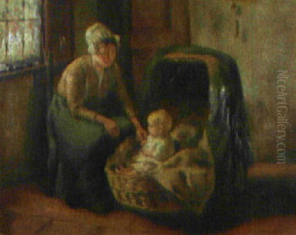 Mutter Mit Kinderwiege Oil Painting by Adriaan Van Doorn