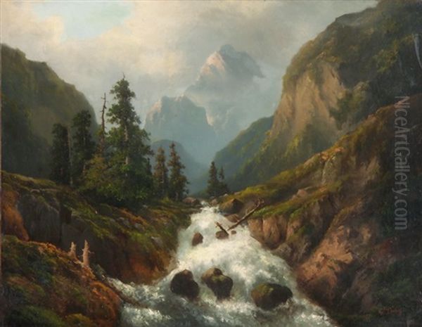 Wildbach Im Gebirge Oil Painting by Gustave Dore