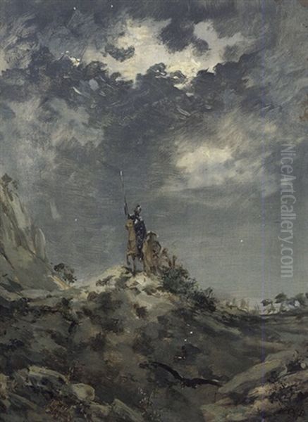 Scene De Don Quichotte De Cervantes, Dans Le Passage Des Pyrenees Oil Painting by Gustave Dore