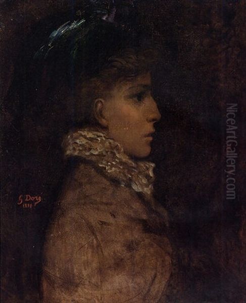 A Portrait Of Sarah Bernhardt Oil Painting by Gustave Dore