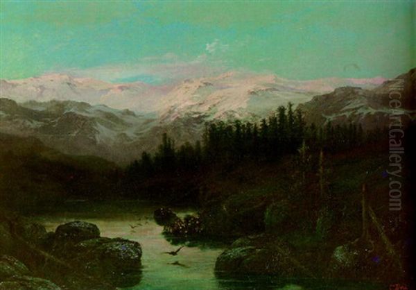 Effet De Soleil Couchant Dans Les Alpes Oil Painting by Gustave Dore