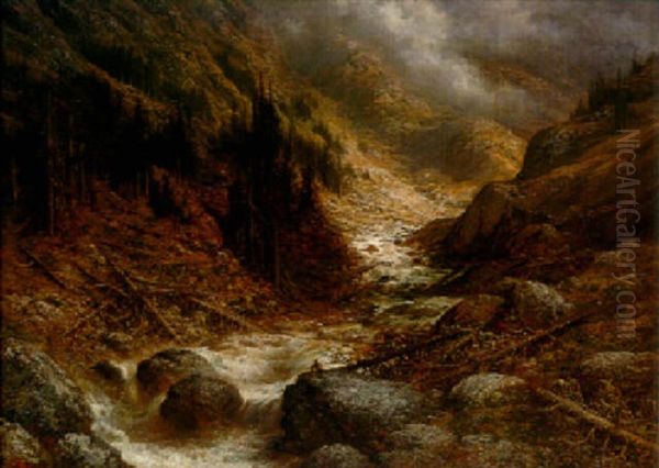 Torrent Dans L'engadine Oil Painting by Gustave Dore