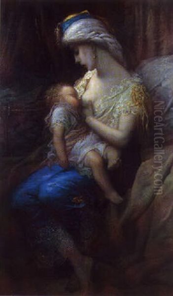 Jeune Orientale Allaitant Son Enfant Oil Painting by Gustave Dore