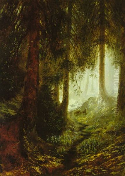 Cerfs Dans La Foret Oil Painting by Gustave Dore